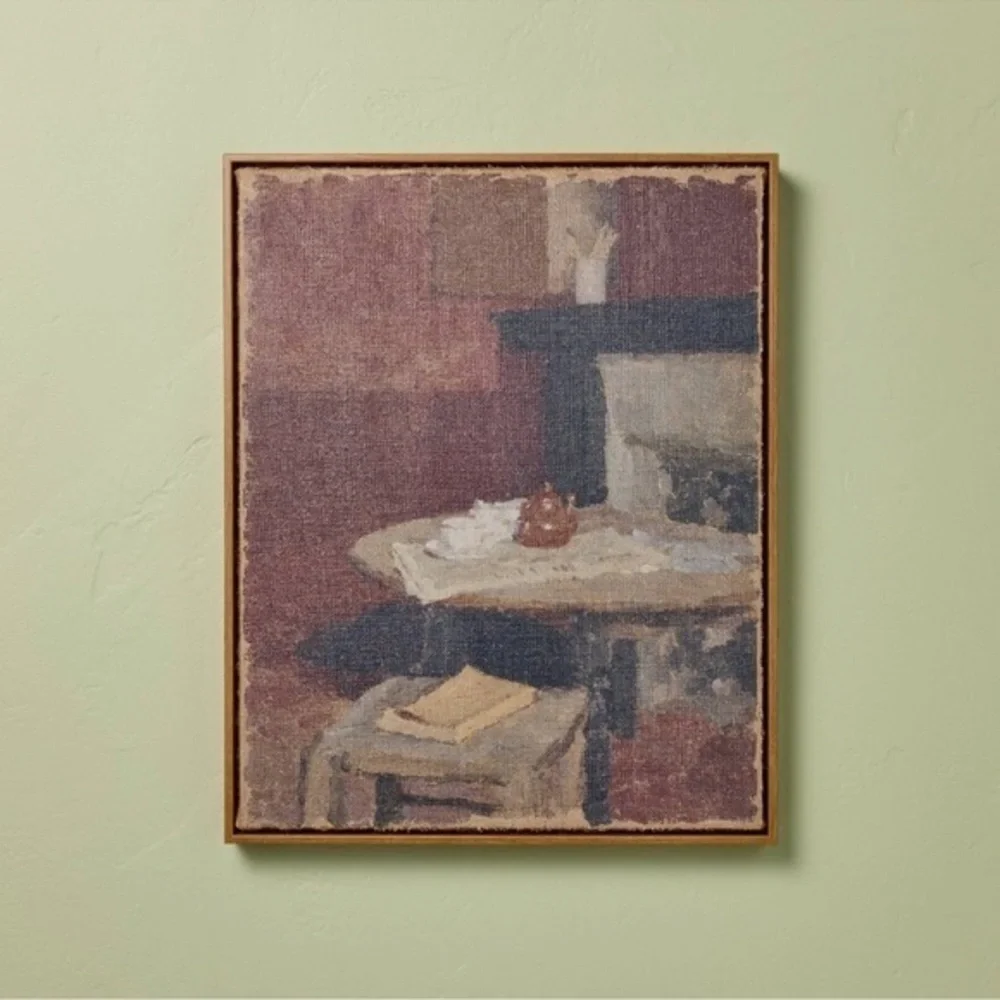 NWT Vertical Dining Still Life Framed Burlap Wall Art from Hearth & Hand